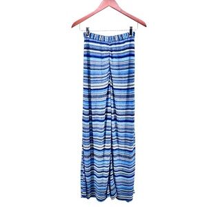 Gran Sasso Knit Palazzo Pants Wide Leg Stretch Pull On Blue Italy Sz 42 US Sz 4
